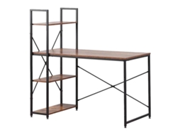 Mesa de escritório com prateleira EDM 75196 (Preto - Madeira - Metal)