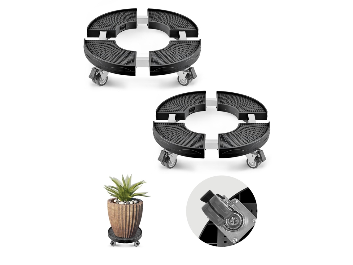 Carrinho de lixo Vevor de 2 peças com 4 rodas, ajustável de 38 a 58 cm, preto