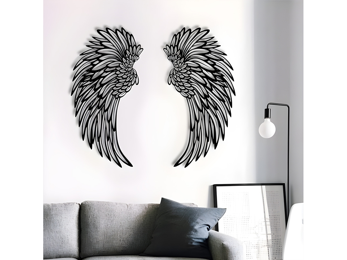 Arte De Parede De Metal Asas De Anjo (sem Luz - 18 Polegadas) Eoocoo