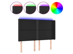 Led Headboard, Led Headboards Vidaxl Preto Couro Artificial (147 X 16 X 118/128 Cm)
