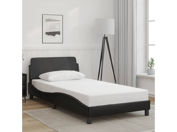 Vidaxl Estrutura De Cama Dover 100x190cm Couro Artificial Preto