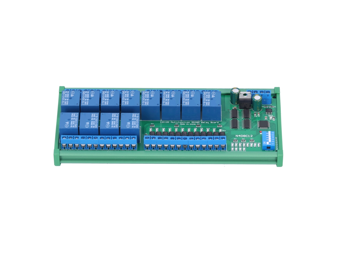 Módulo de Relé 12 In 12 Out Rs485 com Caixa de Guia Din Plc 12v