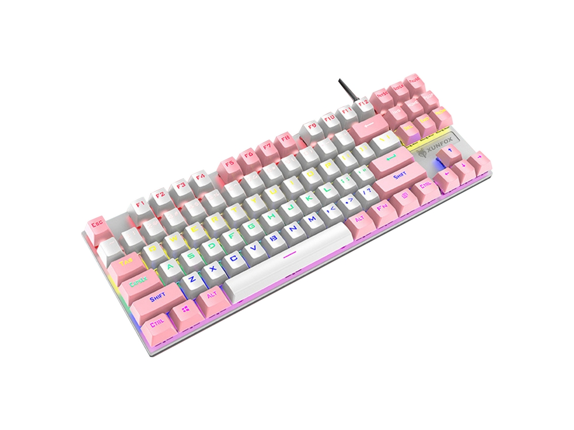 K80 87 Teclas Teclado Mecânico Interruptor Azul Ergonômico Antiderrapante Sensível Mix Retroiluminado Cor Correspondência Usb Desktop Teclado de Jogos
