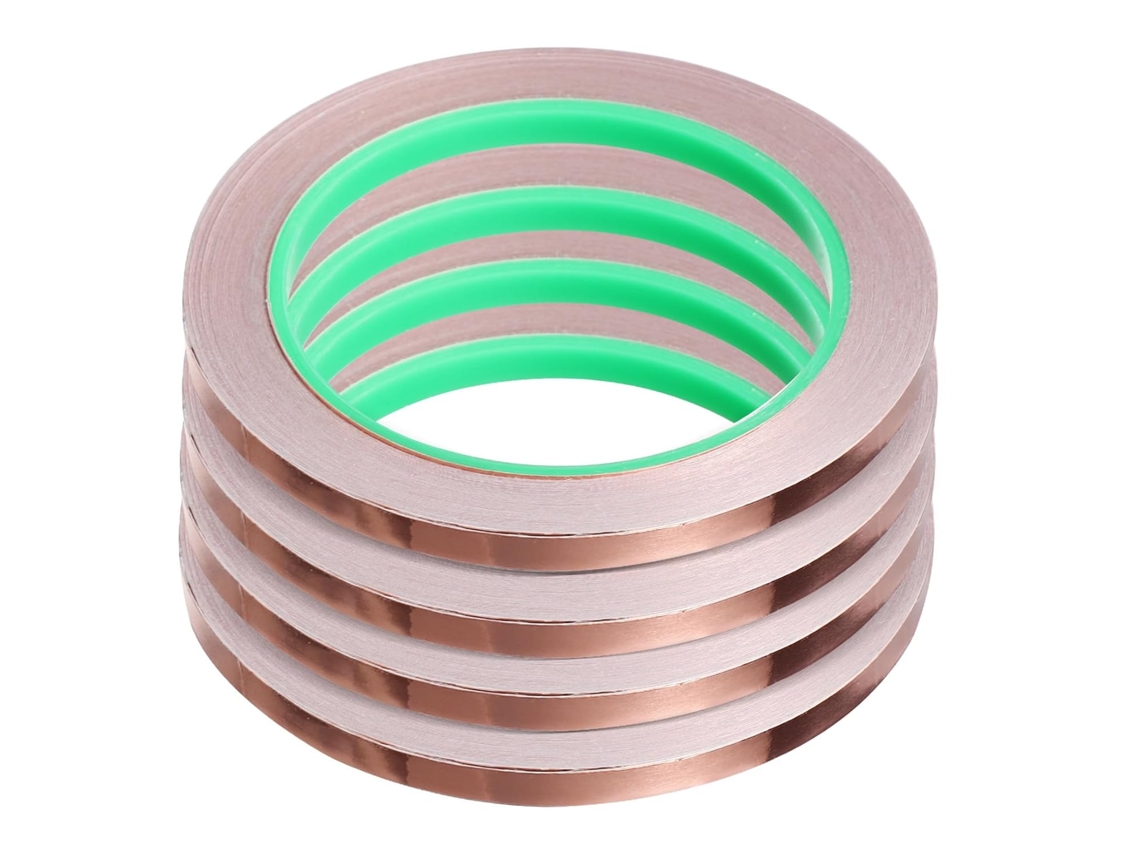 Fita Condutora De Cobre Autoadesiva 6, 35mm X 20m 4 Rolos Para Eletrônica, Soldagem, Artesanato E Reparos Elétricos