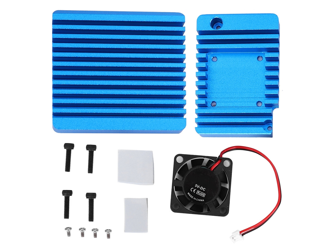 Capa Mini Roteador Alumínio Azul com Cooler Nanopi R2s
