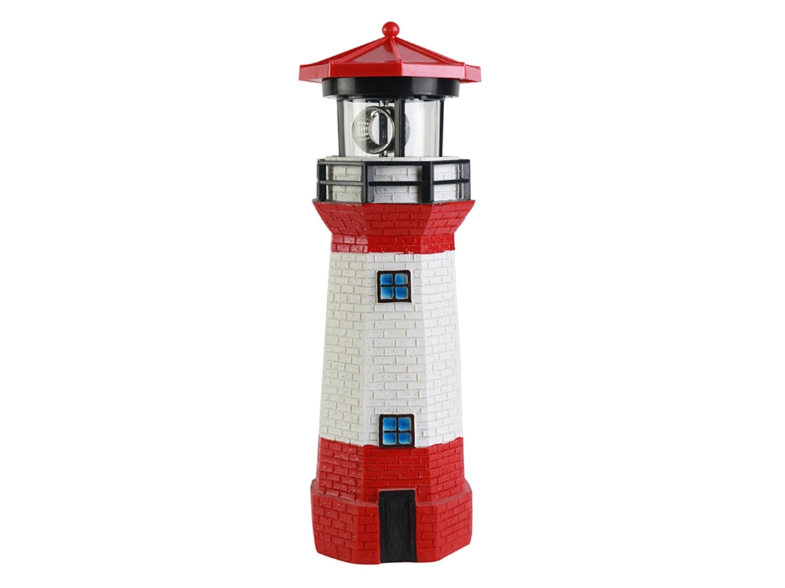 Farol Solar Rotativo em Resina Vermelha para Decoração de Jardim | S/MARCA