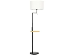 Luminária Chão Prateleira Porta Usb Aço Creme 168cm VELTRIX