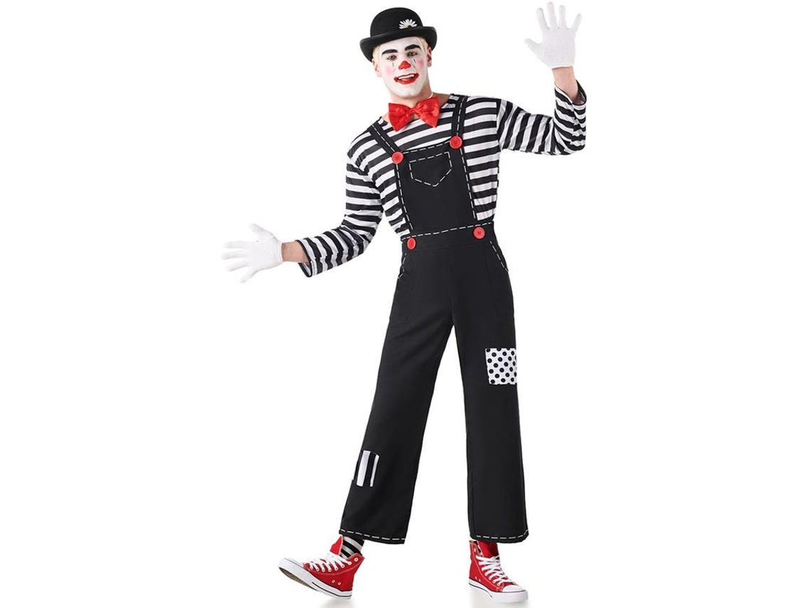 Traje de mímico engraçado listrado masculino