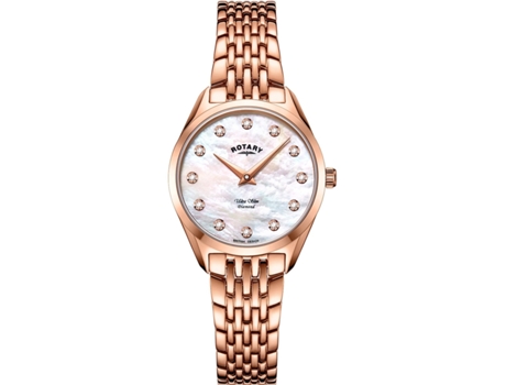 Relógio feminino ouro rosa aço inoxidável ultrafino Lb08014/41/D ROTARY