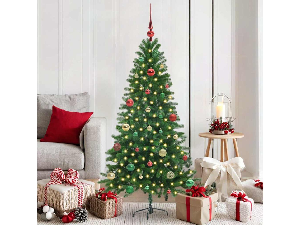 Vidaxl Árvore De Natal Com 150 Leds Com Suporte Verde 150 Cm Pe