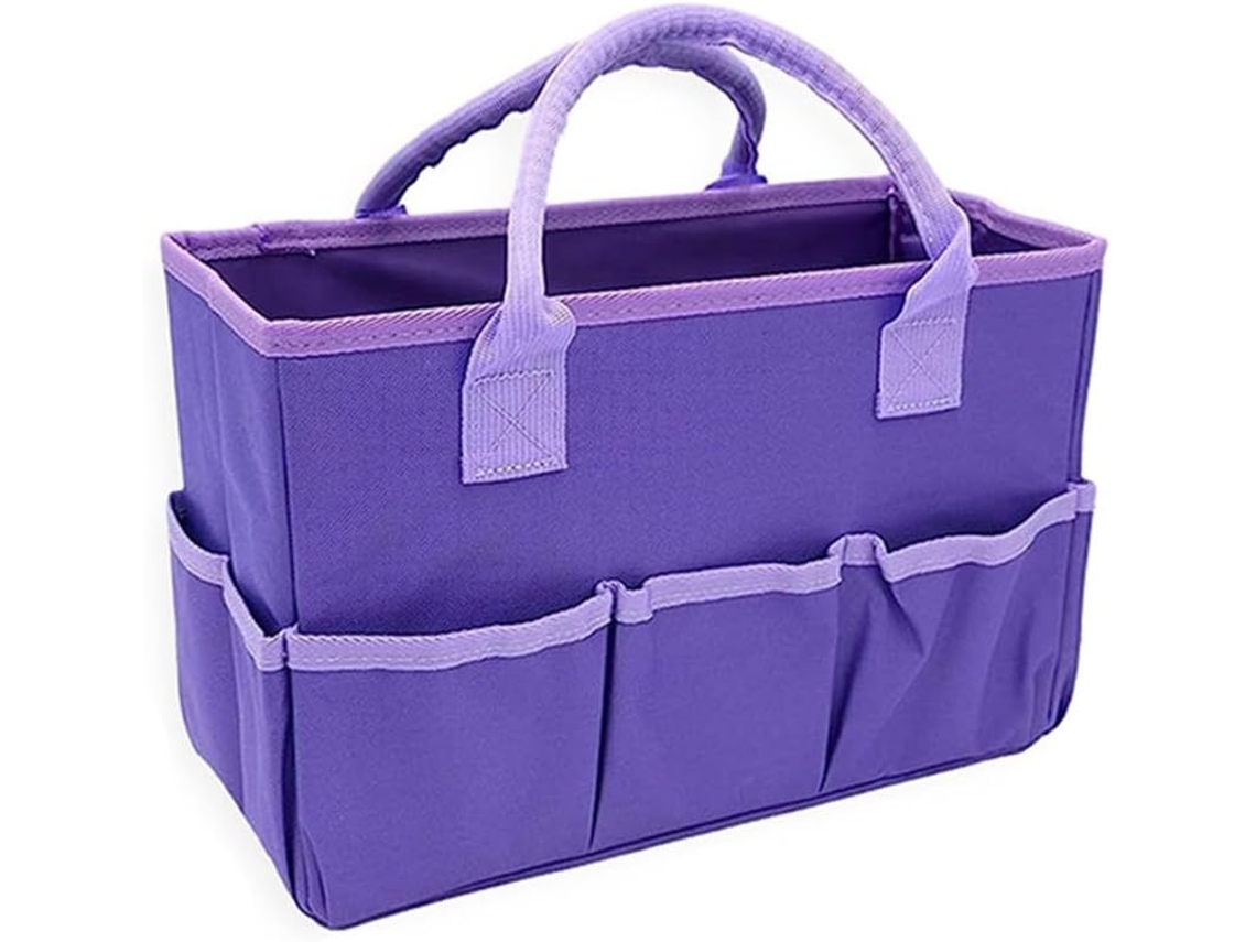 Bolsa De Tecido Oxford Com Bolsos E Alças, Organizador Espaçoso Para Materiais De Costura E Ferramentas Jardinagem, Roxa