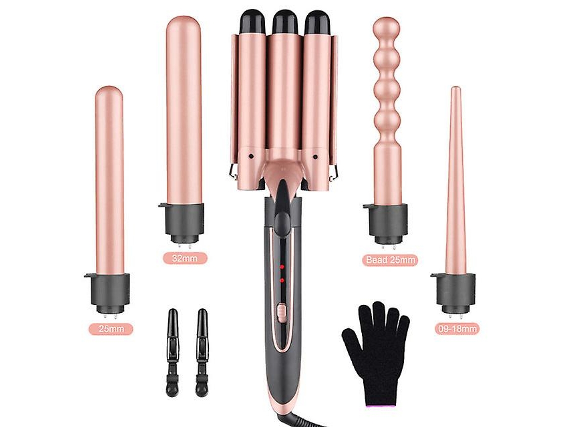 Modelador De Cabelo 5 Em 1 Penteado Curling Iron Cerâmica Ferramenta Profissional Triplo Barril Cabelo Ferro Cabelo Mais Bonito Hengjian