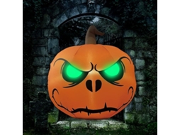 Decoração inflável de Halloween, abóbora 4ft com olhos verdes e luzes LED | S/MARCA