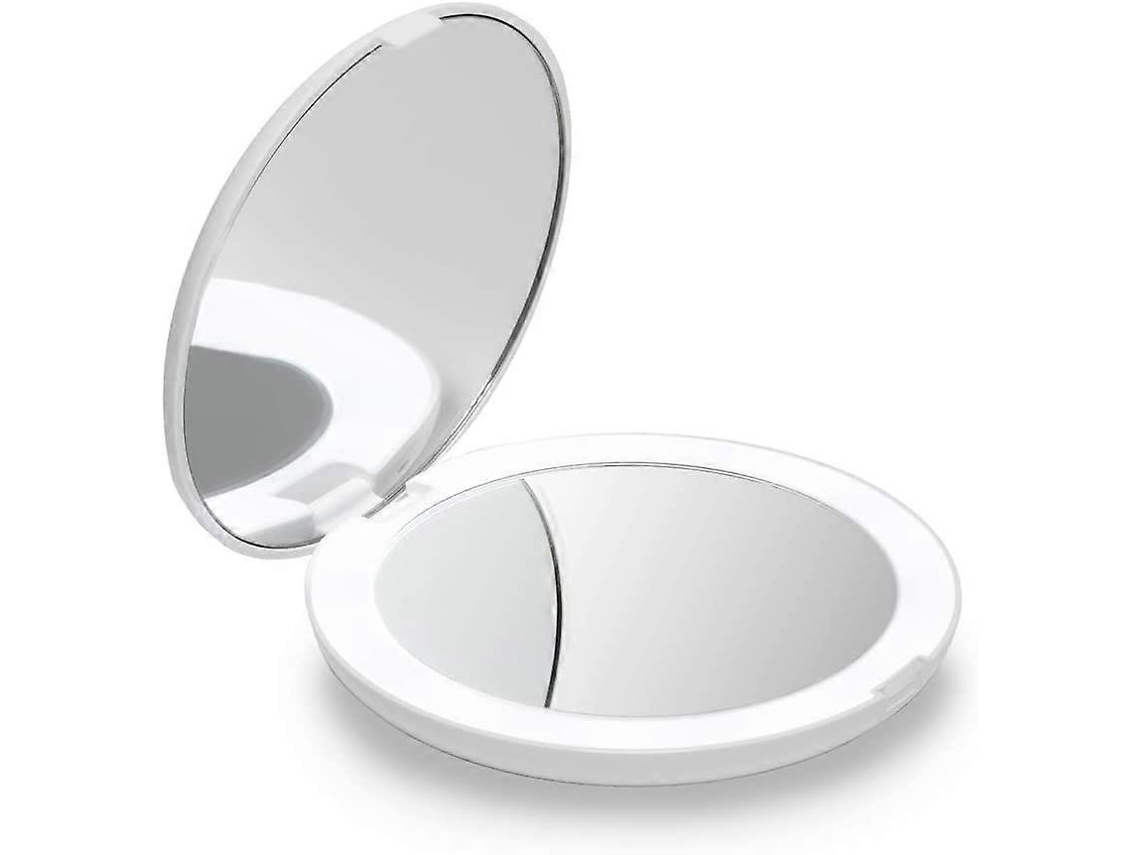 Rebe espejo de Maquillaje Portátil Iluminado Con Led Luz Natural, 1x/10x Aumento, Compacto Y Ligerito para Viajes