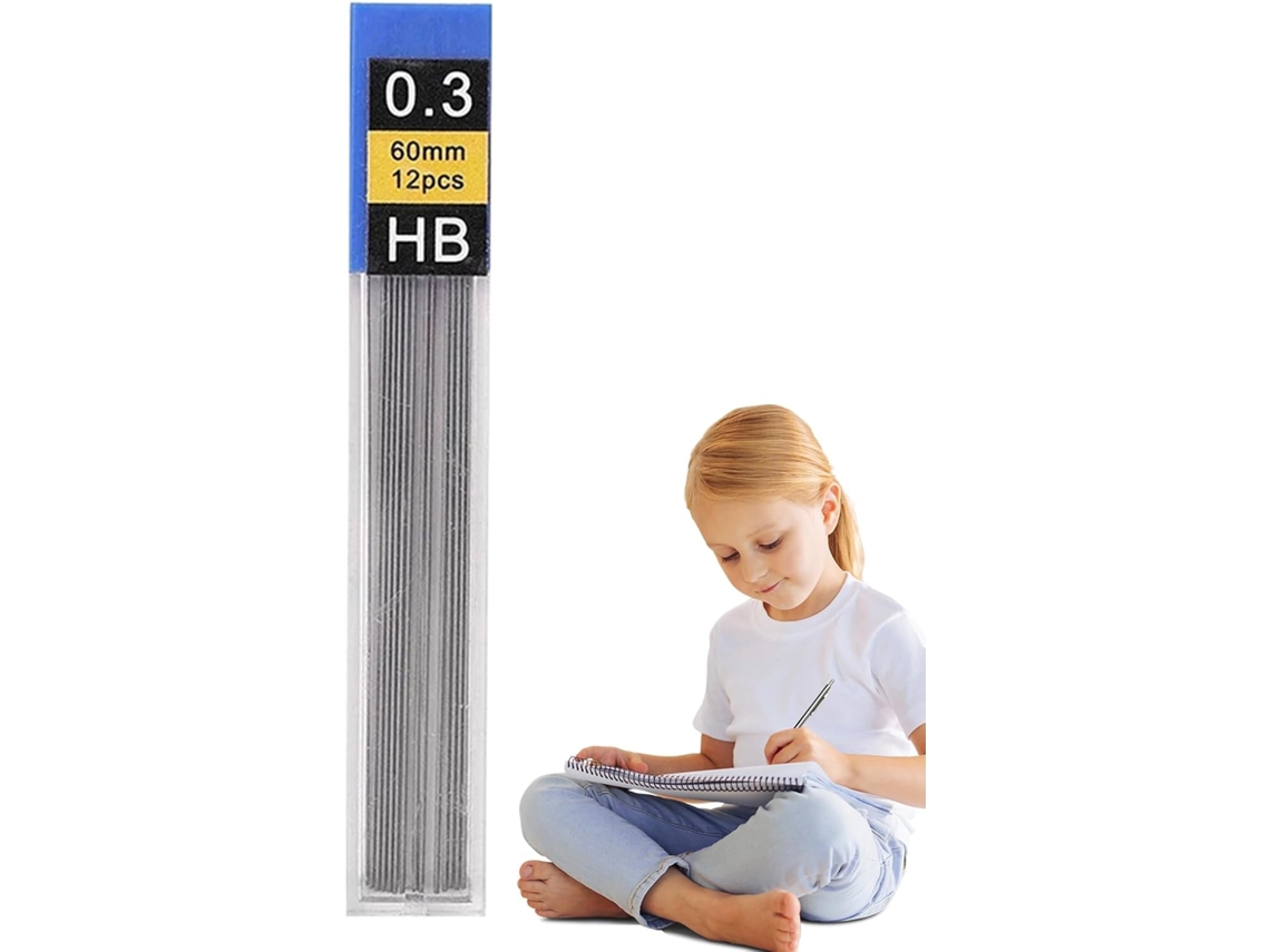 Refil De Grafite Para Lápis, Escrita Suave, Pacote Com 12 Unidades, 6 Cm (2,36 Polegadas), Material Escolar Ad