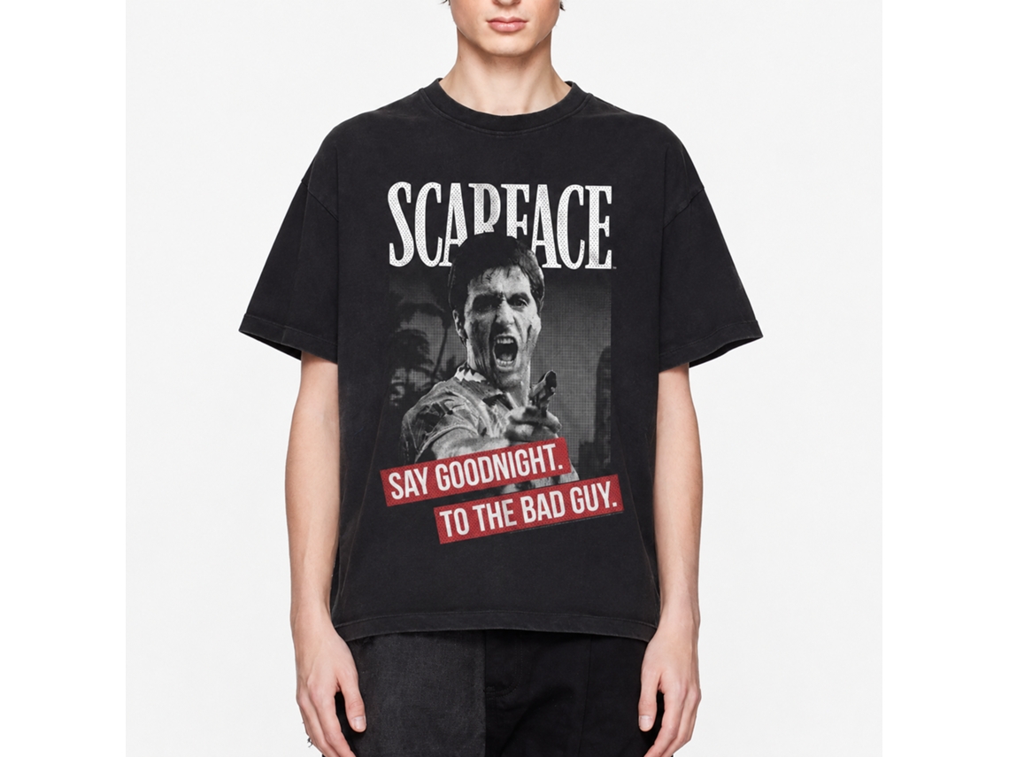 Rockinstone Scarface Movie Say Goodnight Black Adult T-shirt Size:s