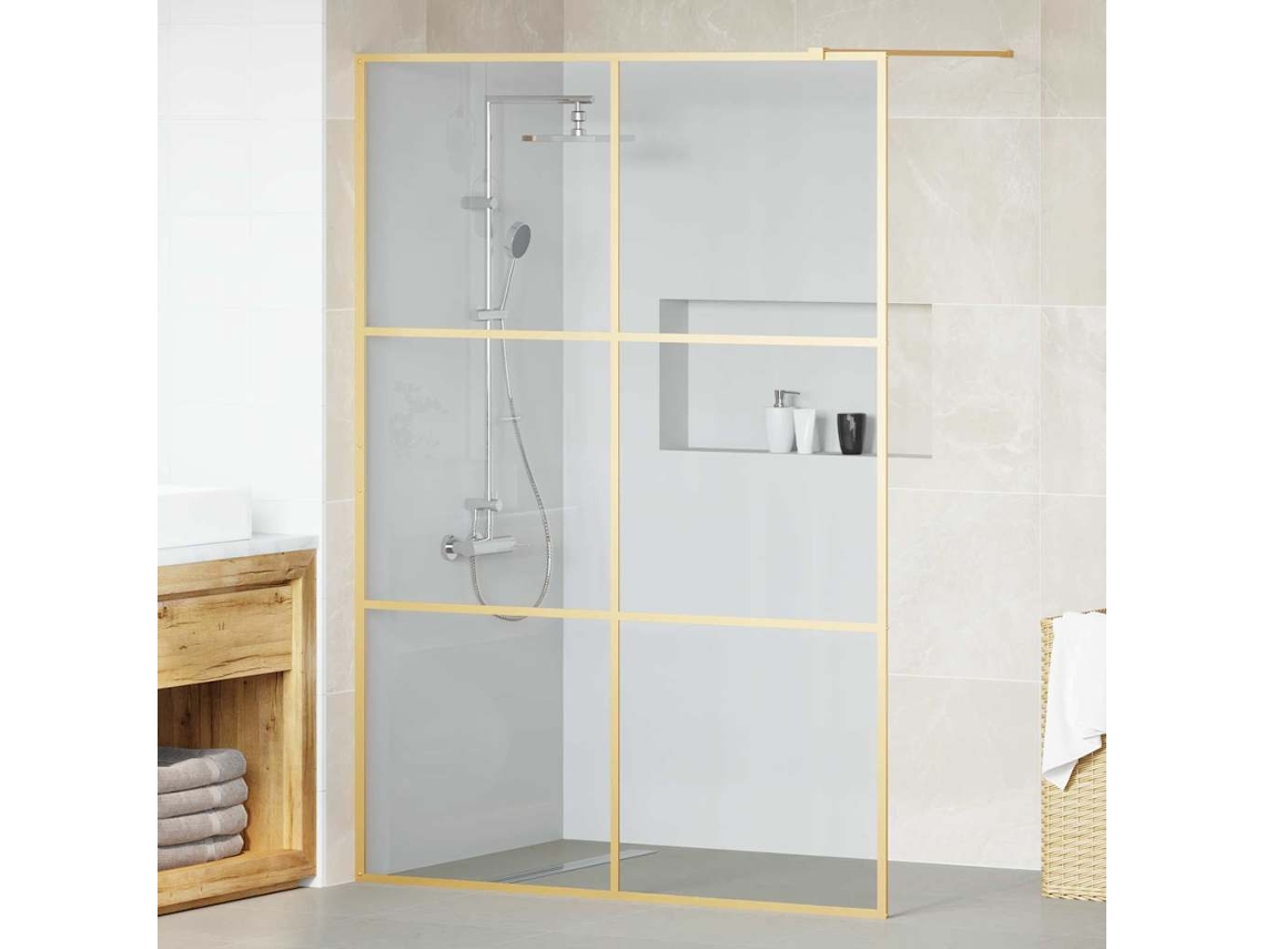 Vidaxl Parede De Chuveiro Walk-in Ouro 140 X 195 Cm Vidro Temperado