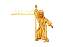 Painel decorativo de madeira com Jesus para porta
