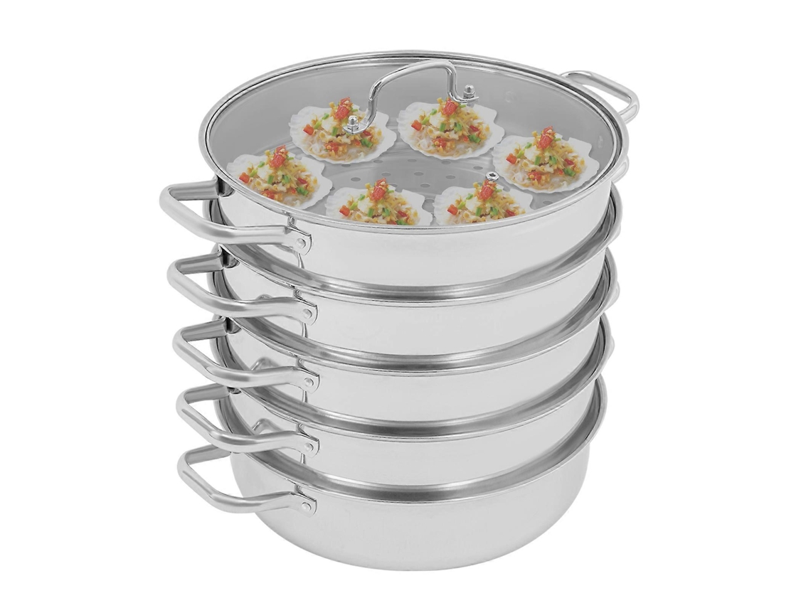 Panela A Vapor Em Aço Inox Empilhável 28/30/32cm Com Tampa 32cm/12,6 Polegadas