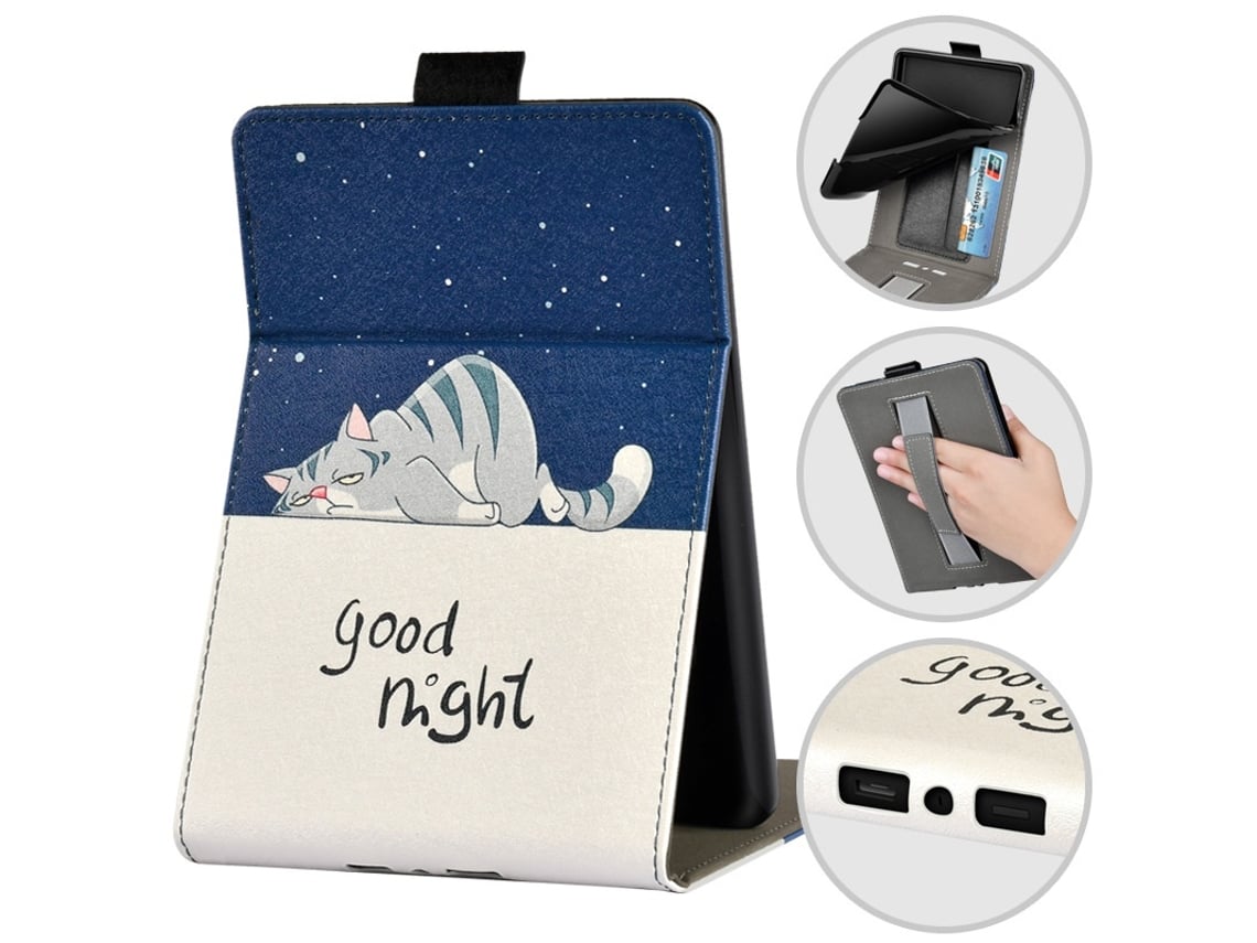 Capa Protetora Para E-reader Compatível Com Kindle (2024)/rs23cv 6 Gato Com Suporte Dobrável Em Pu Elysve