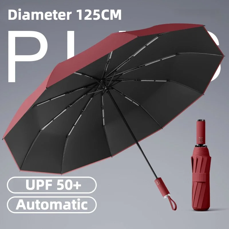 Guarda-chuva MDUG, automático, 288 varetas, fibra de vidro, resistente, azul marinho