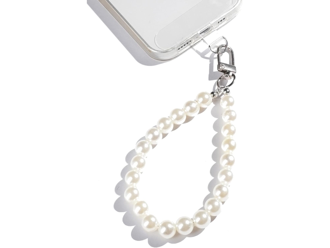 Pingente Universal Para Celular, Chaveiro Com Contas, Alça De Pulso, Pulseira, Compatível Com Todas As Capas De Celular (branco) jun
