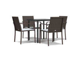 Conjunto de 5 Jantar para Jardim com Almofadões Vime Pe e Aço MAISON EXCLUSIVE (5pcs)