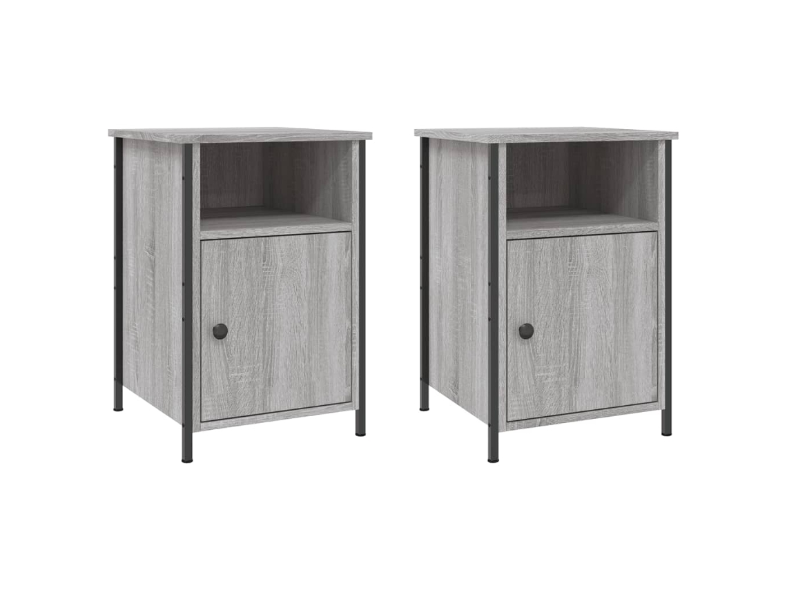 Bedside Cabinet, Bedside Cabinets Vidaxl Cinzeto Madeira Processada (n/a)