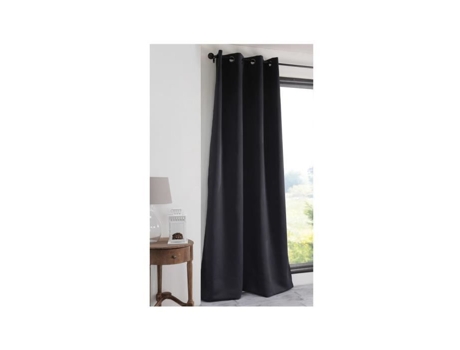 Cortina Blackout com Ilhós de Poliéster Liso Notte Preto 135X180Cm STOF
