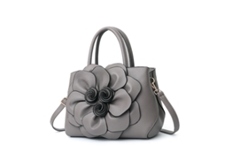 Bolsa Feminina de Couro Pu Estilo 2026 com Estampa Floral, Modelo de Mão Ou Ombro. estilo Cinza um YUNZII