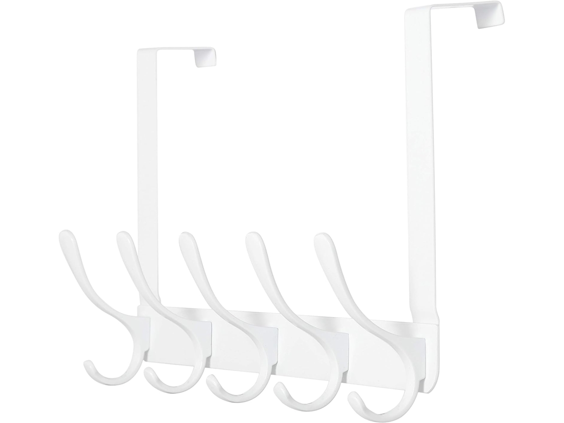 Cabide de Porta com 5 Ganchos para Roupas, Toalhas e Jaquetas BRILVIBERA (branco)