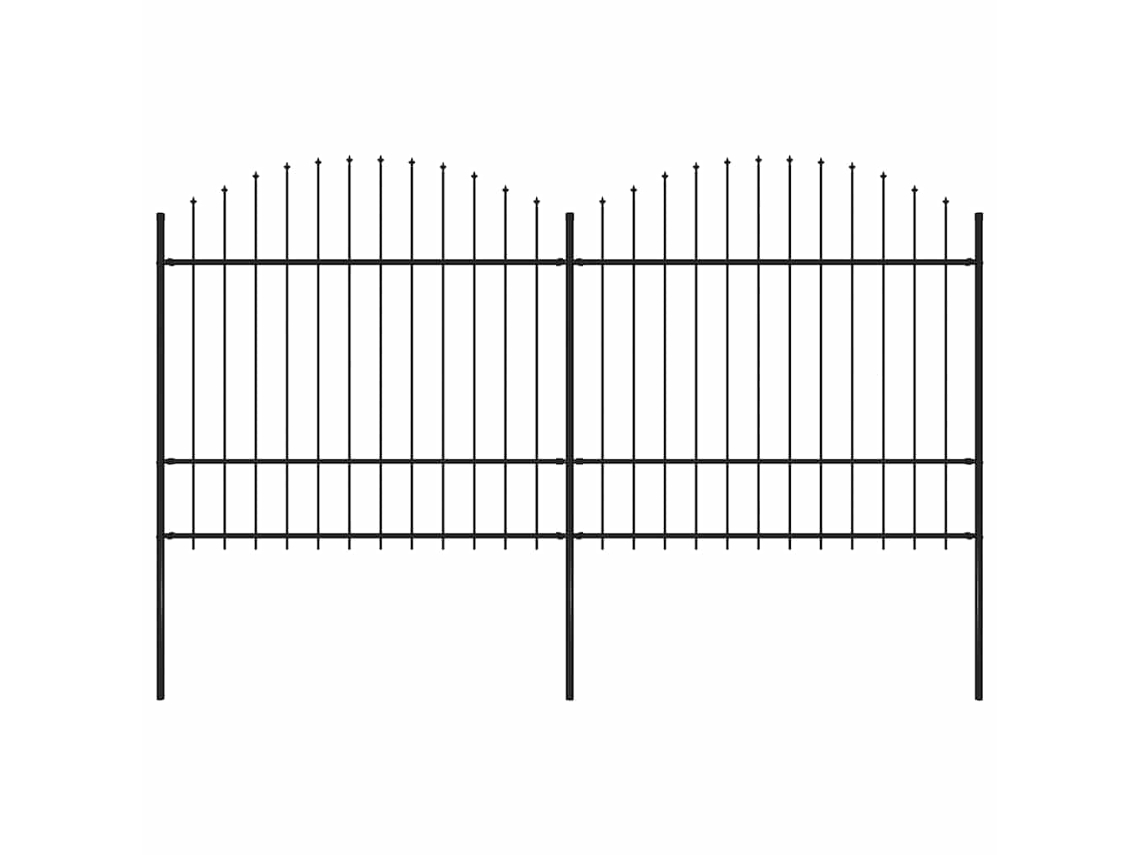 Vidaxl Cerca De Jardim Com Topo Em Forma De Lança Em Aço 337x175 Cm, Preta