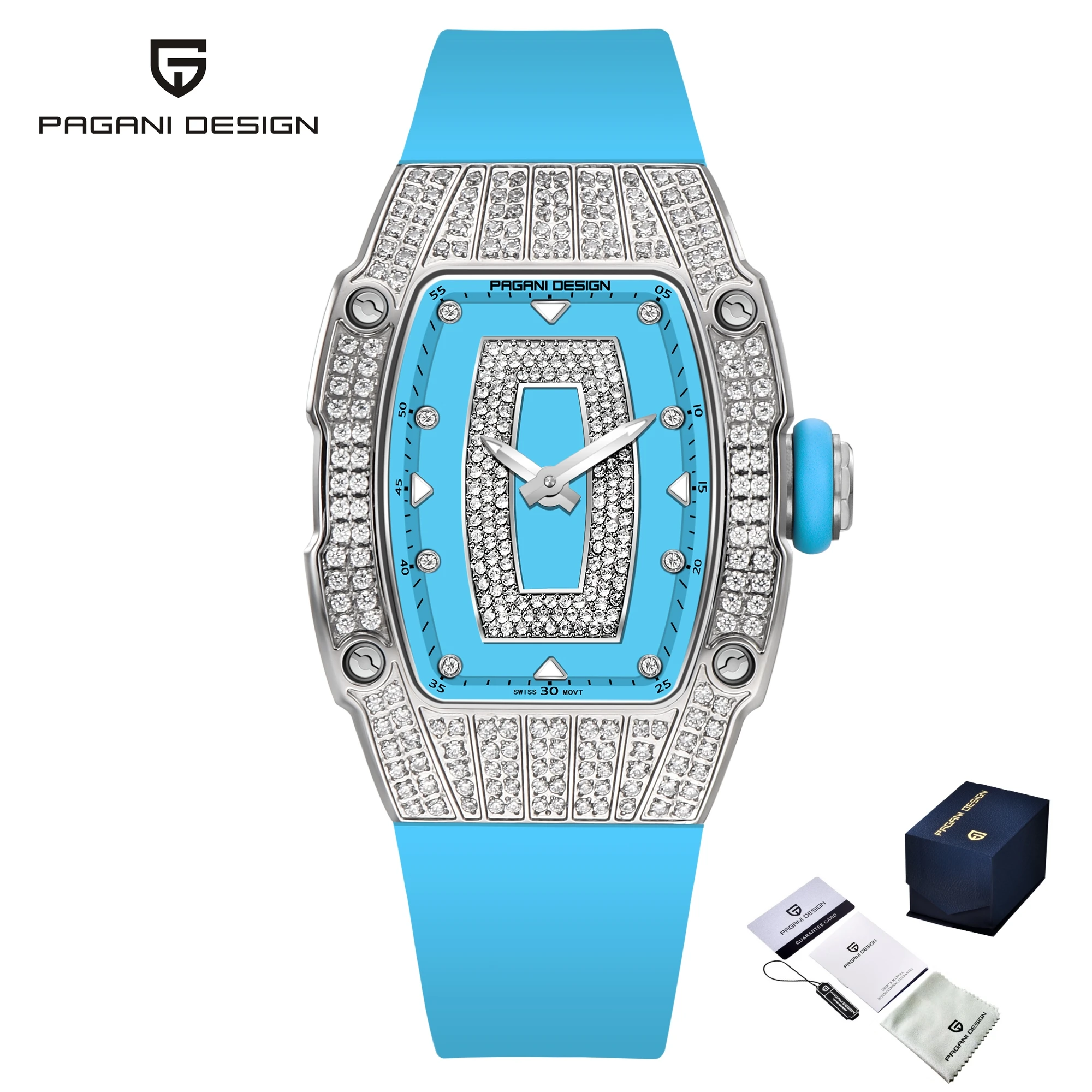 (azul) Relógio Feminino Elegante, Relógio De Quartzo À Prova D'água De Luxo Com Diamantes, De Alta Qualidade E Criativo