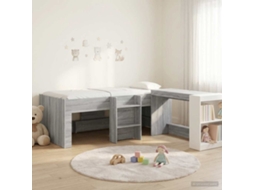Vidaxl Cama Alta Para Crianças Com Mesa 2 Unid. Sonoma Cinzento