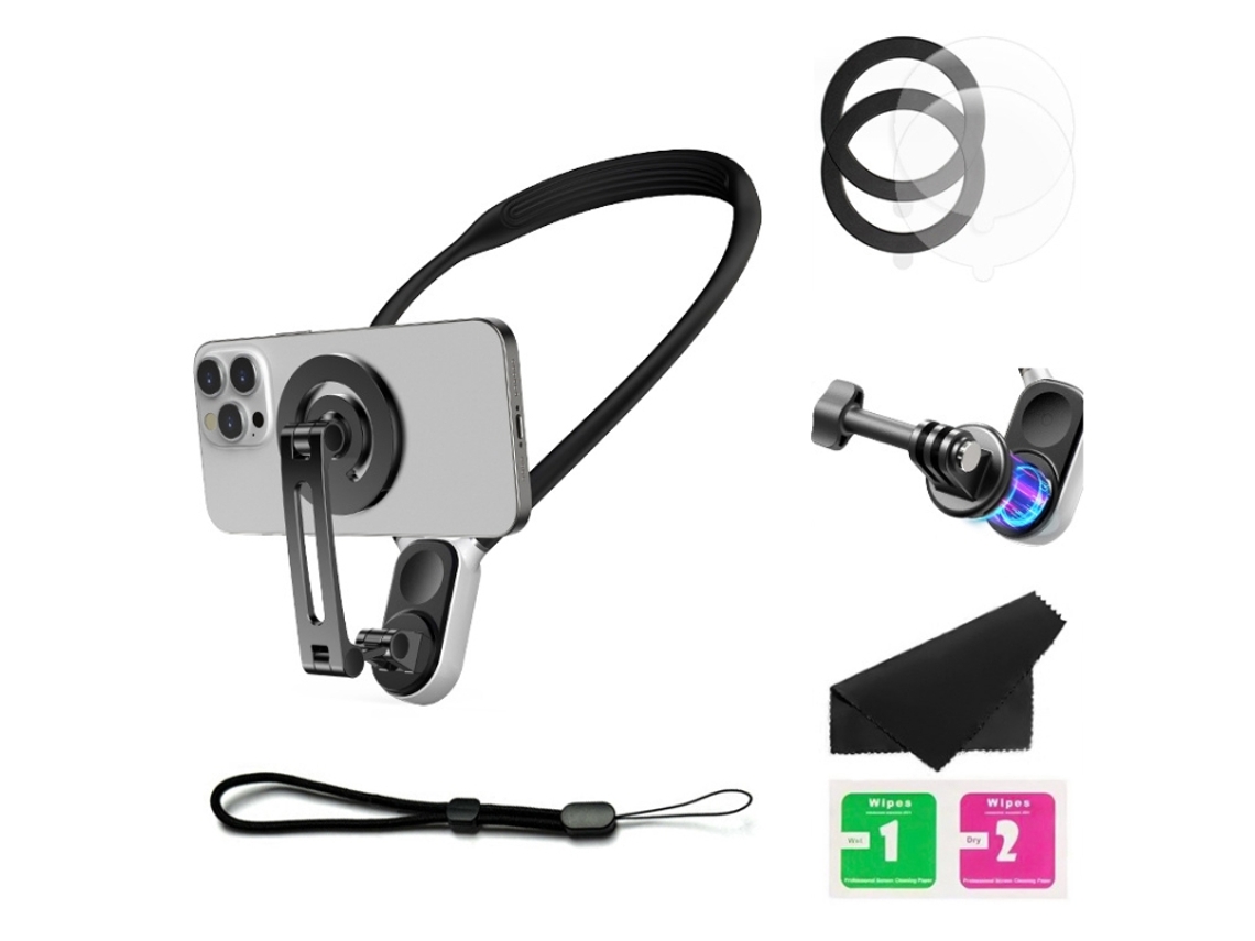 Suporte Magnético Para Celular/câmera De Ação Com Gancho No Pescoço.