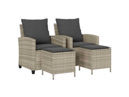 Conjunto de Sofás de Jardim com 4 Peças e Almofadões Vime Pe Cinzento Claro MAISON EXCLUSIVE