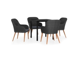 Maison Exclusive - 5 Pcs Conjunto De Jantar P/ Jardim C/ Almofadões Preto