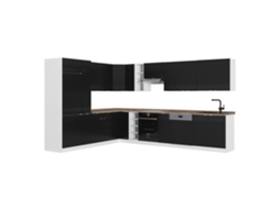 Cozinha Em Ângulo Fame-line, 347x257cm, Pt Carvalho, Preto Listrado/branco, Branco, Vicco