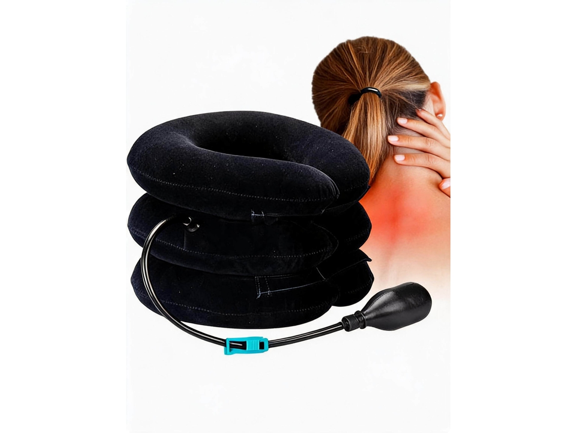 Almofada Ergonómica Em Ferradura Para Tração Cervical Com Bomba Digitallab Preto