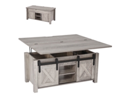Mesa De Centro Elevável 100 Cm Mesa De Café Com Porta De Celeiro, Carvalho Vevor