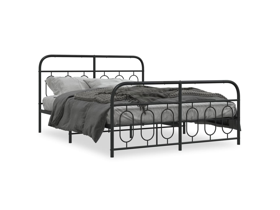 Bed Frame, Bed Frames Vidaxl Preto Metal (150 X 200 Cm)