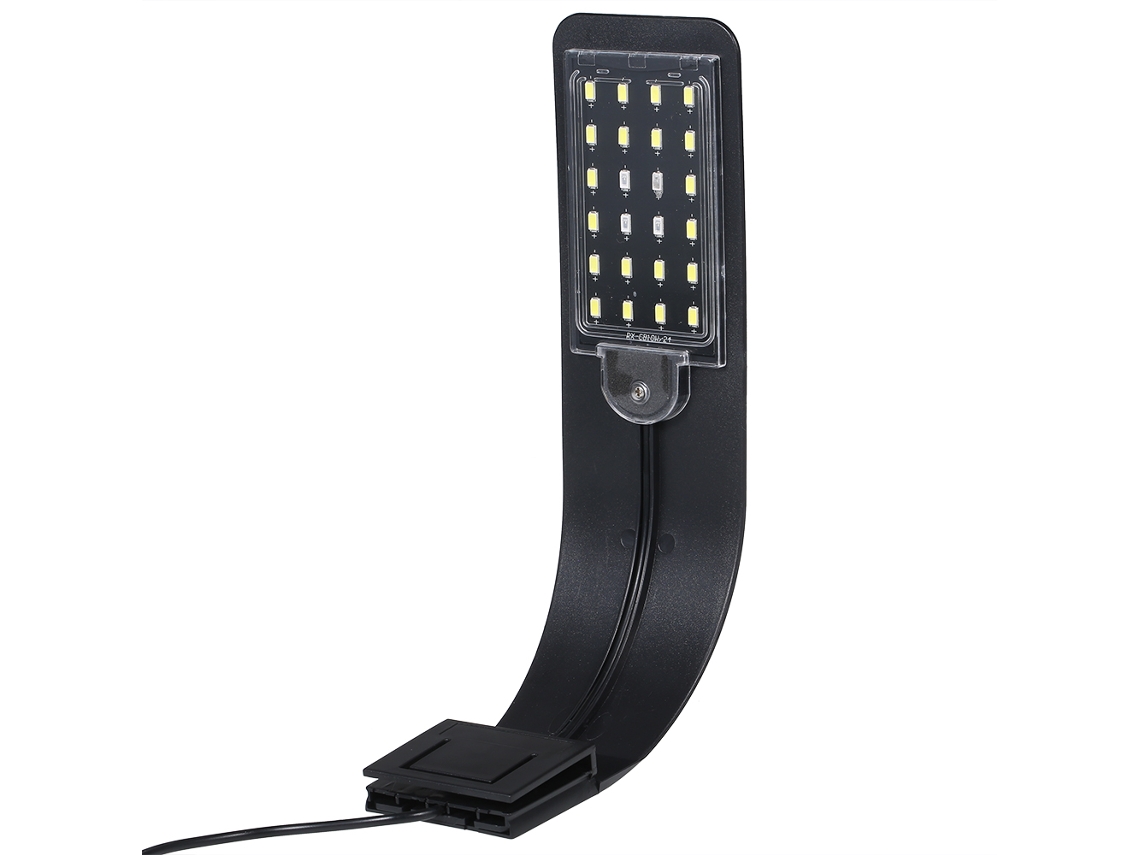 Luz de Aquário LED 24 Leds 10W, AC110V/220V, Branca/Azul, Portátil, Mini Clamp
