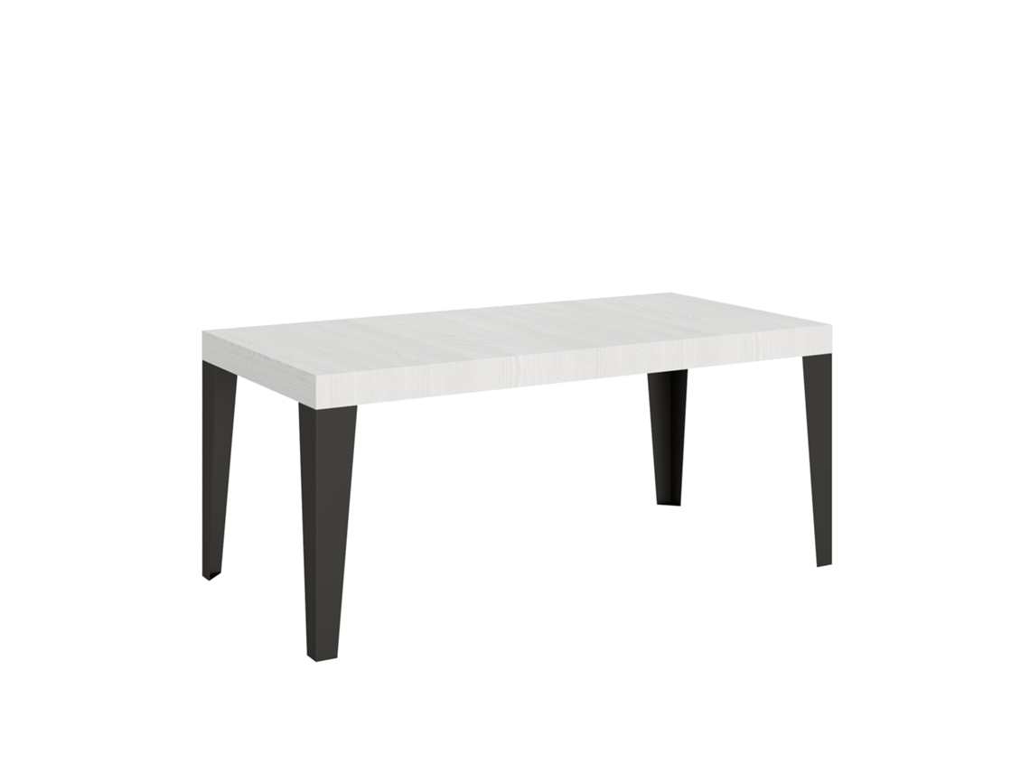 Mesa Extensível 200/304x90 Cm Cinza Branco Flamejante Pés Antracite Itamoby
