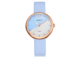 Relógio de Pulso Feminino Gaiety de Moda Bicolor Pulseira Pu Analógico Quartzo Azul Céu