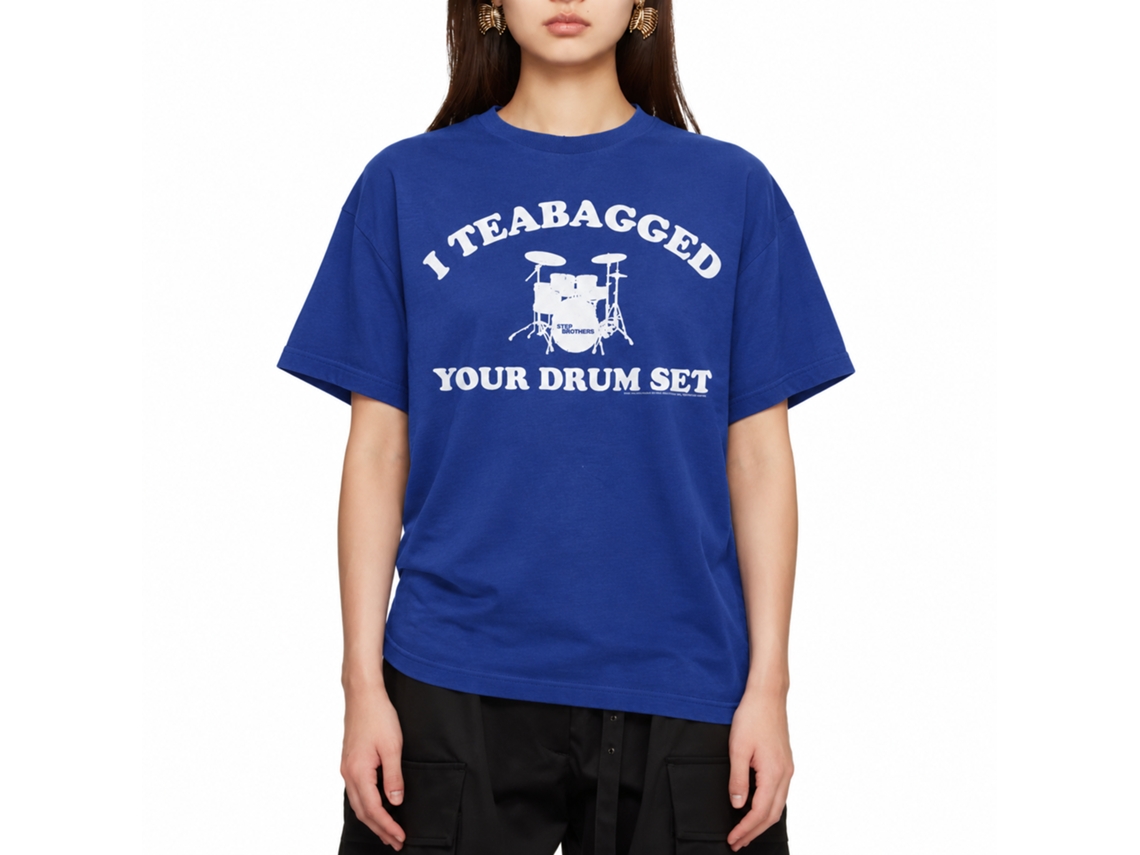 Rockinstone Step Brothers Movie Teabagged Drum Set Solid Royal Adult T-shirt Size:xl