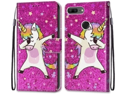 Capa Lite Dançante para Honor, Huawei Honor 9 Lite HONGWE. Pele Sintética Magnética Multicor