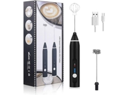 Espumador De Leite Elétrico Preto, Interface Usb, 3 Velocidades, Bateria De 1200mah, Design Prático 2 Em 1.