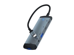 Yizhood High Speed USB C Hub 5 em 1 Tipo C para USB 3.0 / USB 2.0 / PD 60W / 3,5 mm Docking Station para teclado e mouse cinza