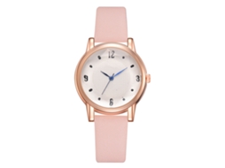 Relógio de Pulso Feminino Disu Clássico de Quartzo com Pulseira de Couro Pu Rosa