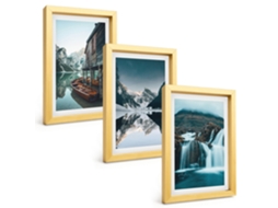 Composição De Quadros Paisagens De Montanha, Cachoeira, Lago Espelharte (3 Peças 20x30 Cm)